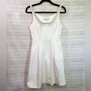 TRINA TURK BEADED SCOOP NECK FIT & FLARE DRESS, SZ 0